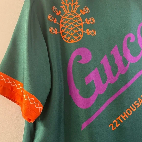 Gucci Dark Green and Vibrant Orange Casual Shirt - Picture 2 of 7